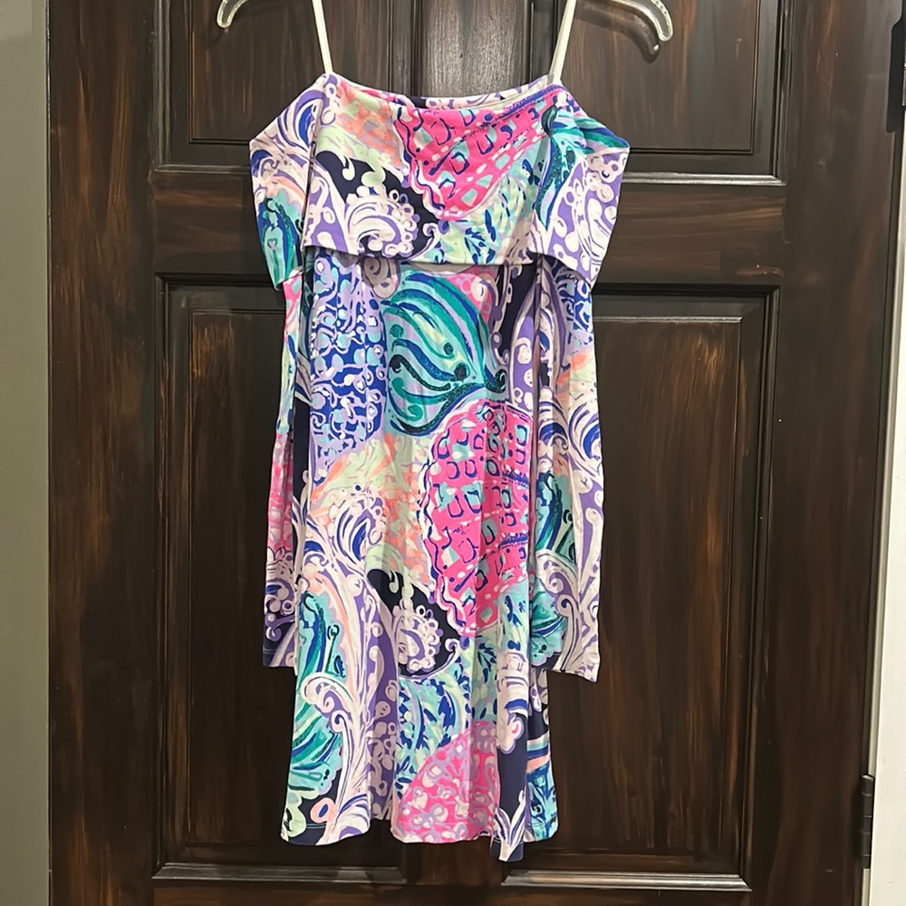 Gently used Lilly Pulitzer off the shoulder, long sleeve dress